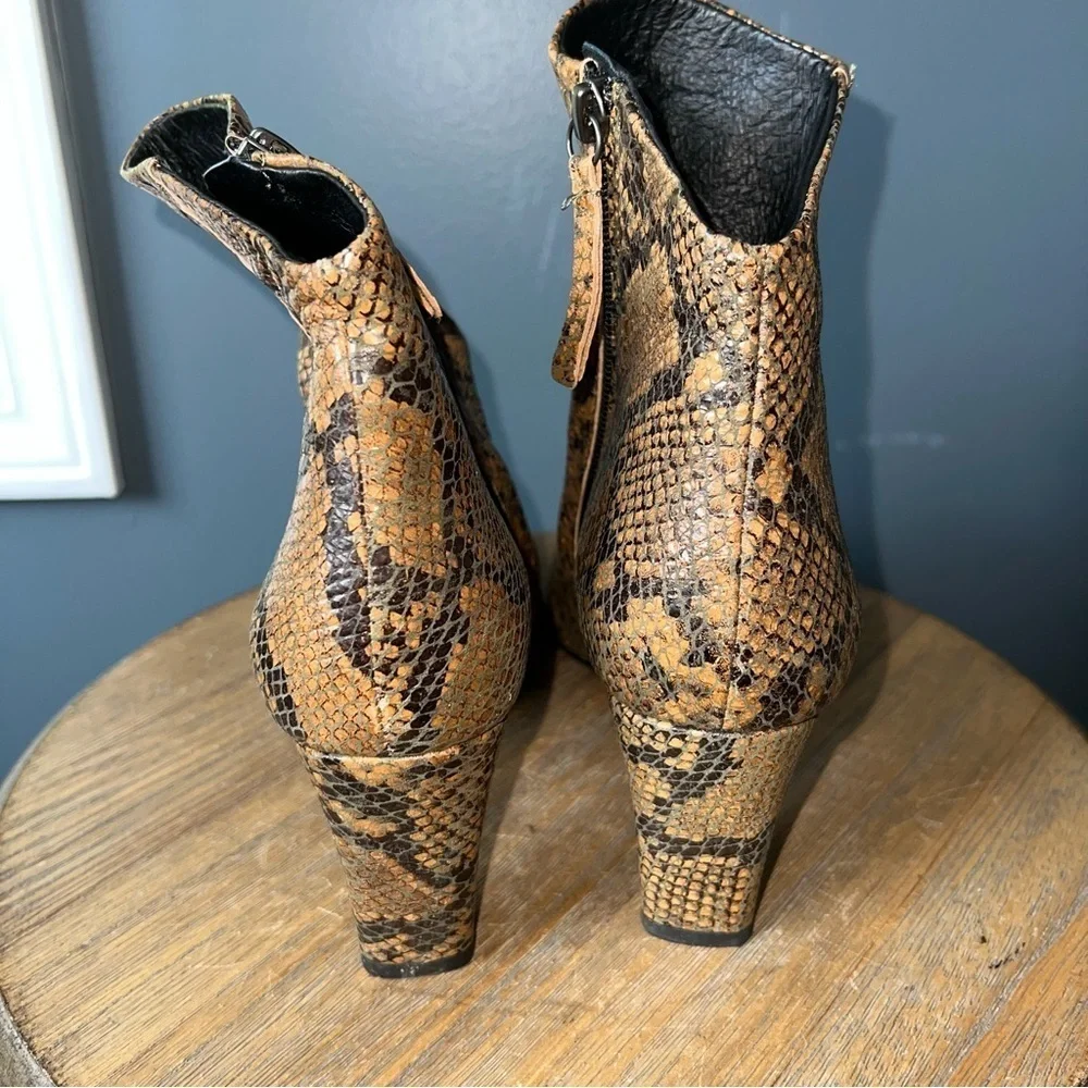 Free People Cybill Snake Print Ankle Boots